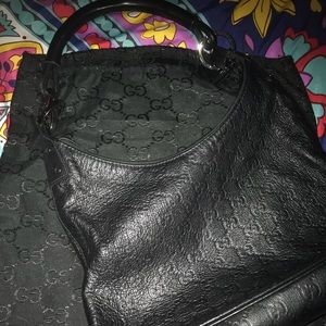 Gucci black monogram hobo bag